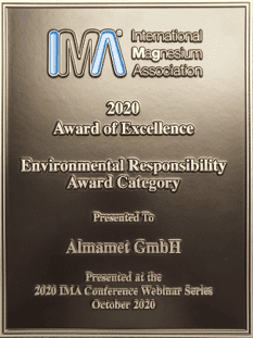 Almamet receives 2020 IMA Award for sustainability and environmental responsibility.